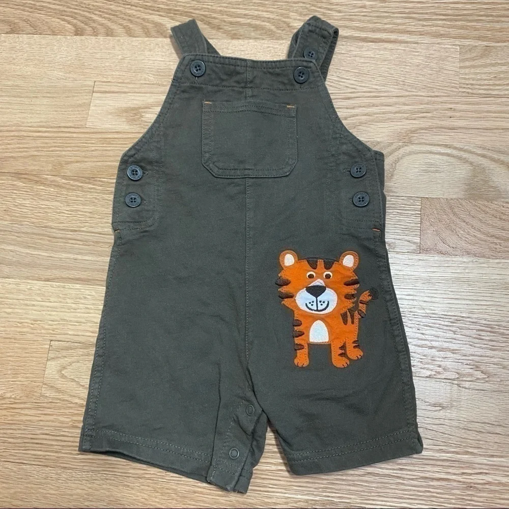 Carter’s Overall Shorts Tiger Print 18 mos Brown Gray